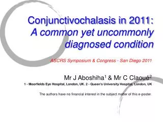 Conjunctivochalasis in 2011: A common yet uncommonly diagnosed condition