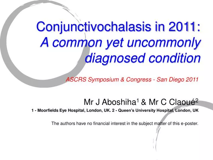 conjunctivochalasis in 2011 a common yet uncommonly diagnosed condition