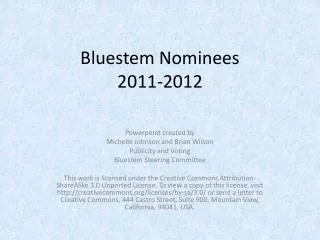 Bluestem Nominees 2011-2012