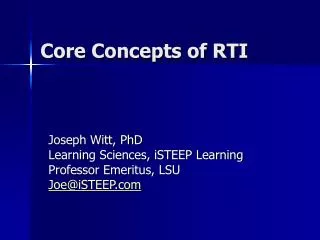 Core Concepts of RTI