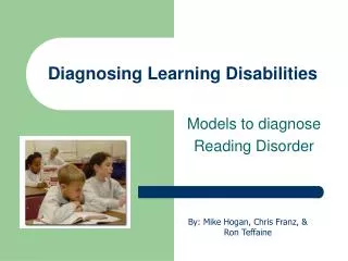 Diagnosing Learning Disabilities