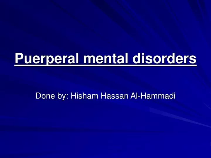 puerperal mental disorders