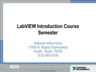 LabVIEW Introduction Course Semester