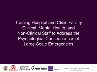 Training Hospital and Clinic Facility Clinical, Mental Health, and Non-Clinical Staff to Address the Psychological Conse