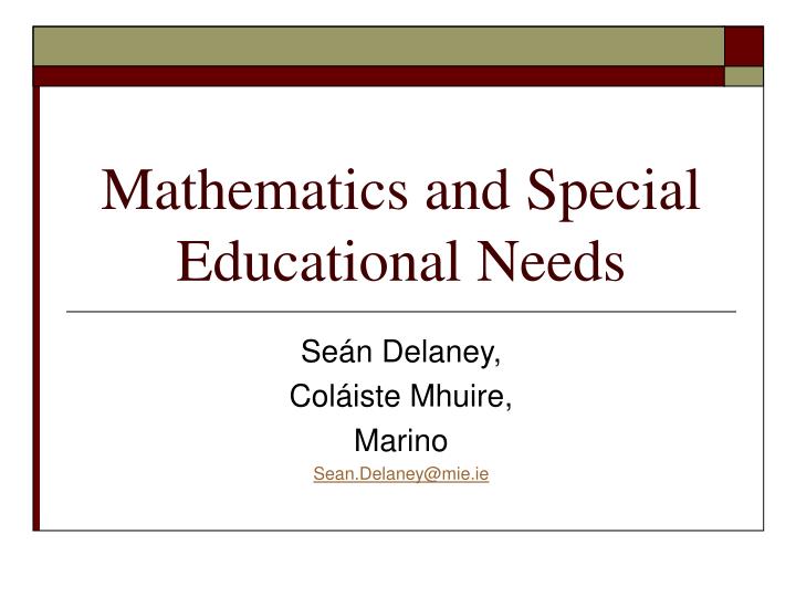 mathematics and special educational needs