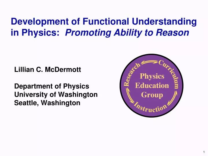 development of functional understanding in physics promoting ability to reason
