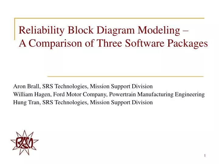 reliability block diagram modeling a comparison of three software packages