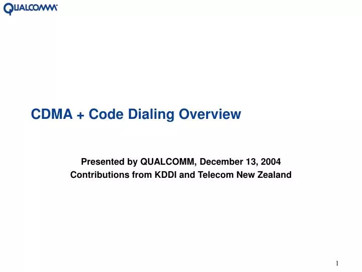 cdma code dialing overview