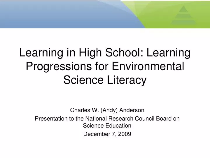 learning in high school learning progressions for environmental science literacy