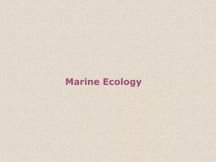 marine ecology