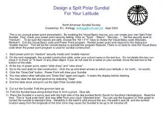 Design a Split Polar Sundial For Your Latitude