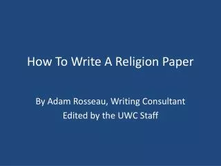 How To Write A Religion Paper