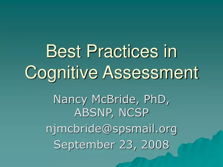 best practices in cognitive assessment