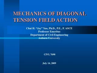 MECHANICS OF DIAGONAL TENSION FIELD ACTION