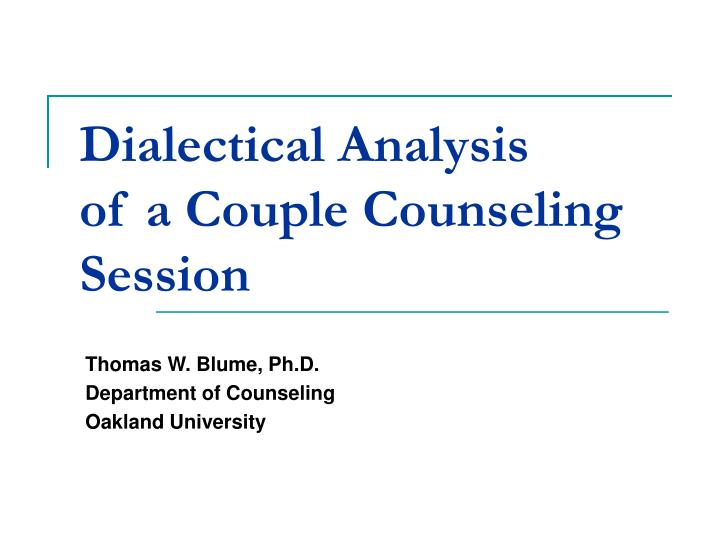 dialectical analysis of a couple counseling session