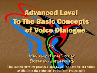 Advanced Level To The Basic Concepts of Voice Dialogue		 By Murray Armstrong Donna Armstrong