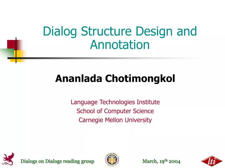 dialog structure design and annotation