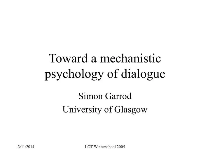 toward a mechanistic psychology of dialogue