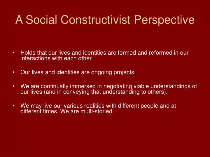 a social constructivist perspective