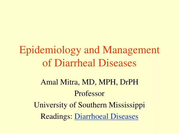 epidemiology and management of diarrheal diseases