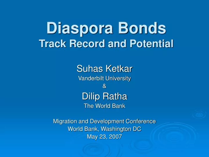 diaspora bonds track record and potential