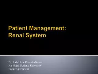 Patient Management: Renal System