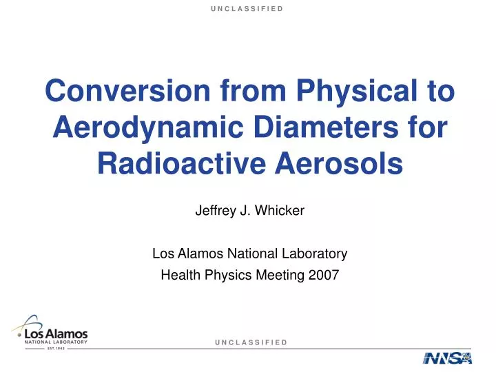 conversion from physical to aerodynamic diameters for radioactive aerosols