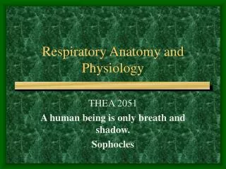 Respiratory Anatomy and Physiology