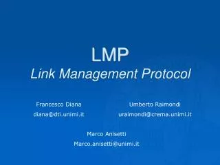LMP Link Management Protocol