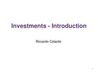 Investments - Introduction