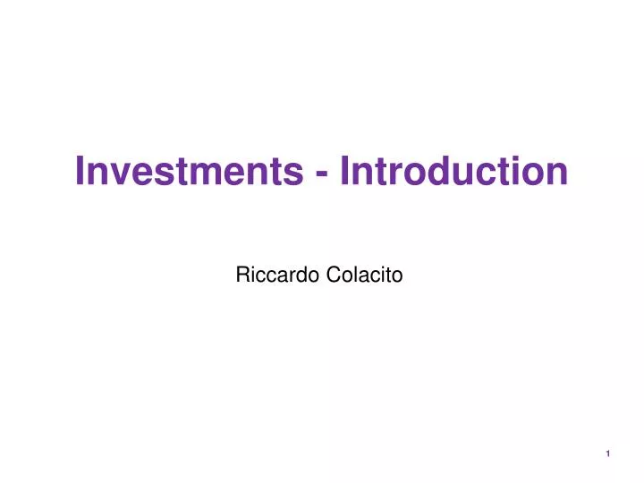 investments introduction