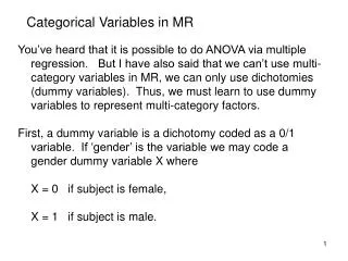 Categorical Variables in MR
