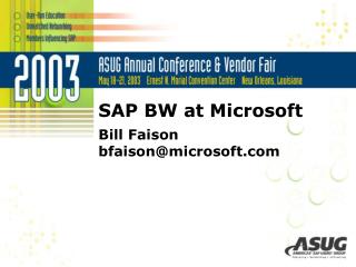 SAP BW at Microsoft