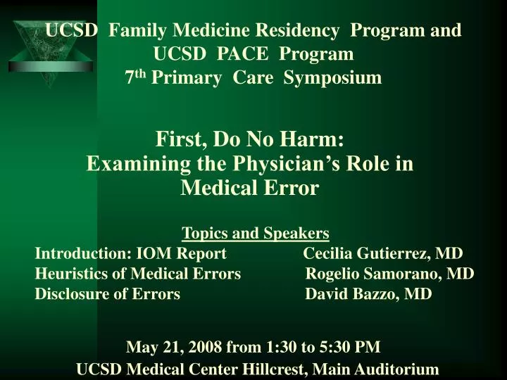 ucsd family medicine residency program and ucsd pace program 7 th primary care symposium