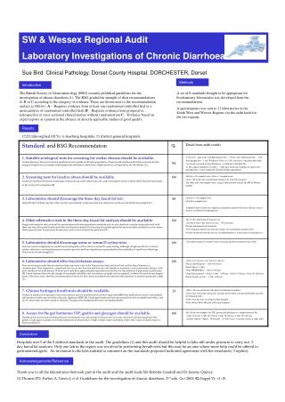 SW &amp; Wessex Regional Audit 	 Laboratory Investigations of Chronic Diarrhoea