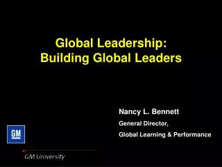 Global Leadership: Building Global Leaders