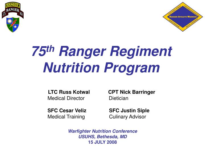 75 th ranger regiment nutrition program