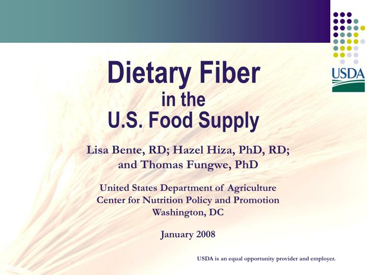 dietary fiber in the u s food supply