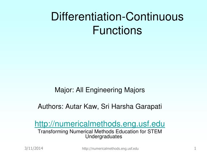 differentiation continuous functions