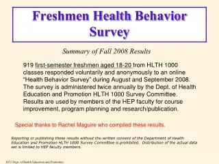 Freshmen Health Behavior Survey