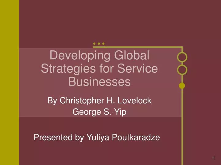 developing global strategies for service businesses