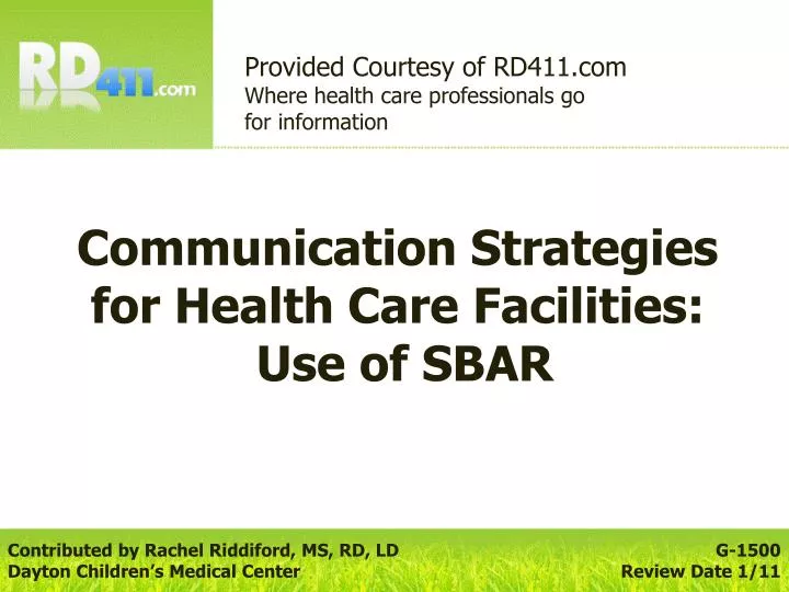 communication strategies for health care facilities use of sbar