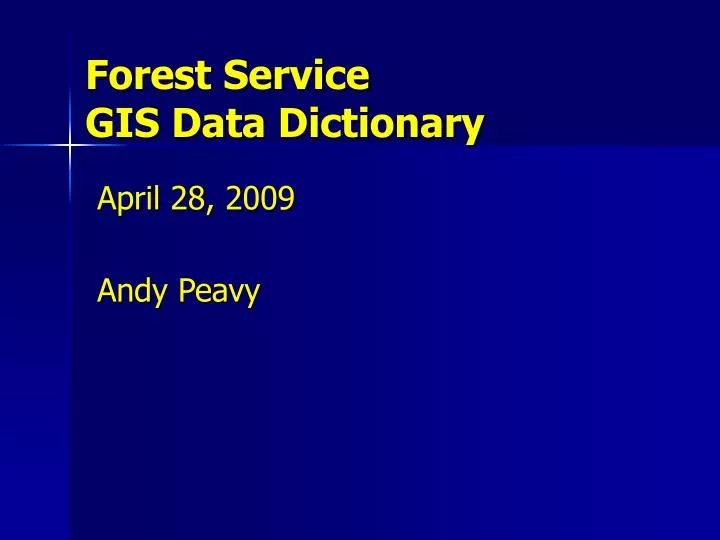 forest service gis data dictionary