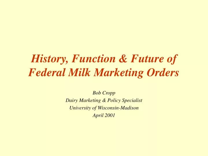 history function future of federal milk marketing orders