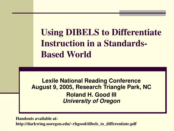 using dibels to differentiate instruction in a standards based world