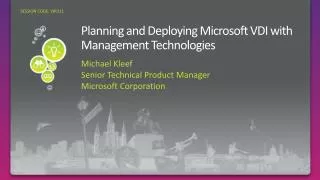 Planning and Deploying Microsoft VDI with Management Technologies