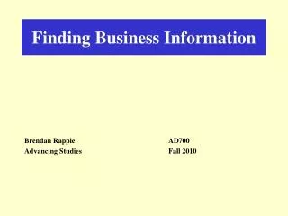 Finding Business Information