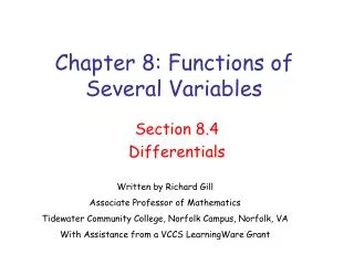 Chapter 8: Functions of Several Variables