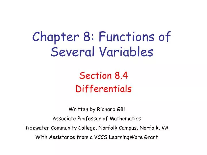 chapter 8 functions of several variables
