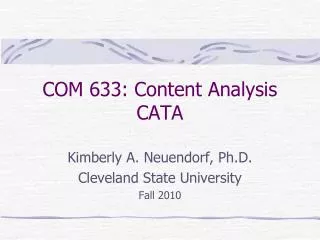 COM 633: Content Analysis CATA